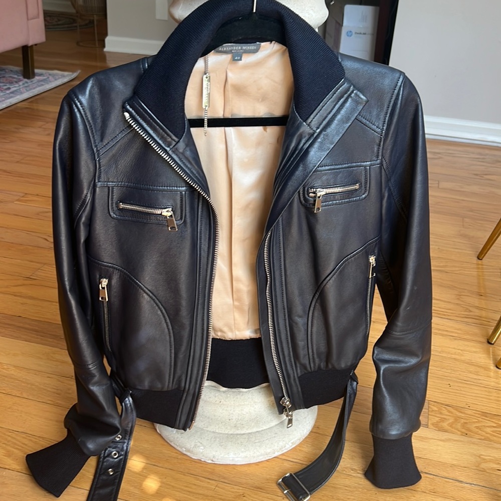 Alexander McQueen Leather Bomber Jacket SIZE 40